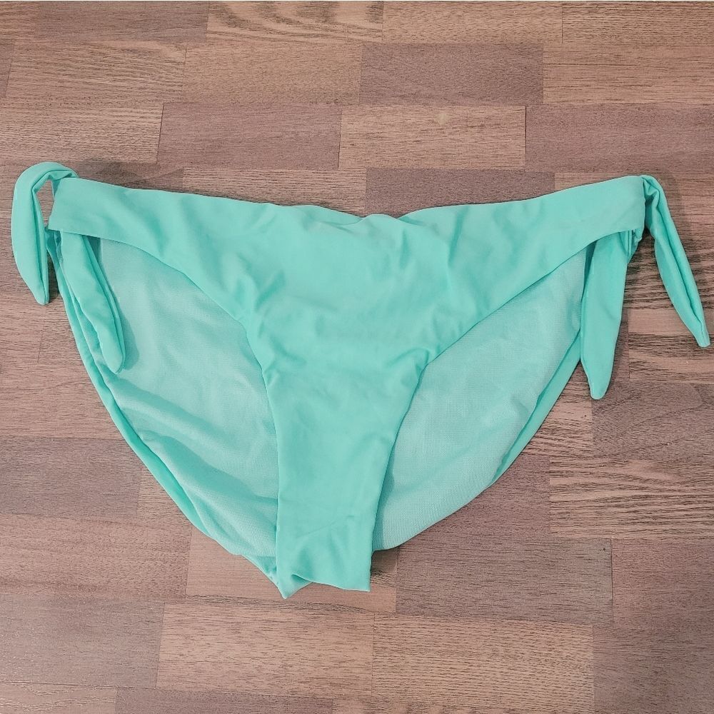 Heat Teal Blue Ruched Bikini Bottom with Tie Details Size Extra Large